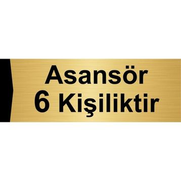 Özarslan Dizayn Asansör 6 Kişiliktir 10x20 cm Altın Renk Metal Yönlendirme Levhası