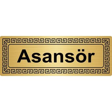 Özarslan Dizayn Asansör 7x20 cm Altın Renk Metal Yönlendirme Levhası
