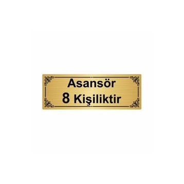 Özarslan Dizayn Asansör 8 Kişiliktir 7x20 cm Altın Renk Metal Yönlendirme Levhası