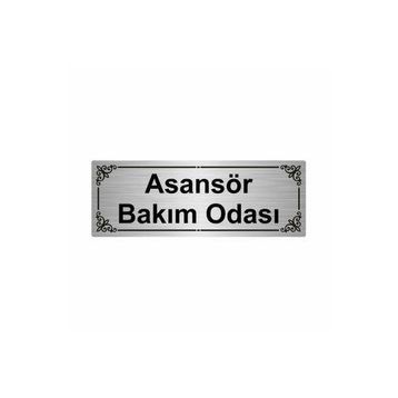 Özarslan Dizayn Asansör Bakım Odası 7x20 cm Gümüş Renk Metal Yönlendirme Levhası