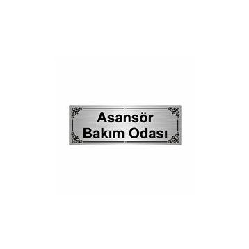 Özarslan Dizayn Asansör Bakım Odası 7x20 cm Gümüş Renk Metal Yönlendirme Levhası