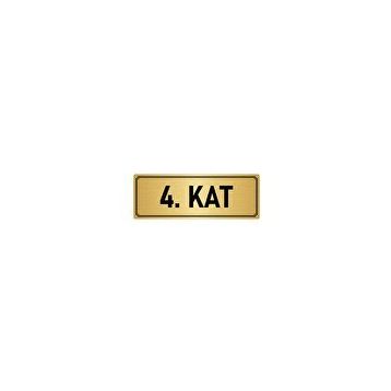 Özarslan Dizayn Departman Kapı İsimliği 4. Kat 7x20 cm Altın Renk Metal Yönlendirme Levhası