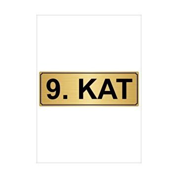 Özarslan Dizayn Departman Kapı İsimliği 9. Kat 10x20 cm Altın Renk Metal Yönlendirme Levhası
