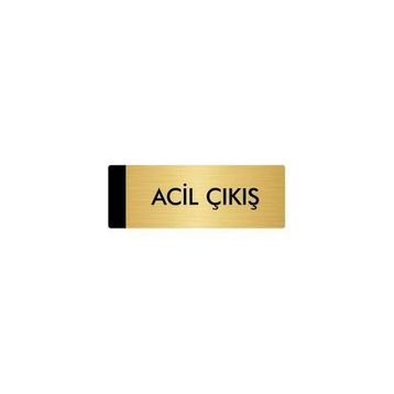 Özarslan Dizayn Departman Kapı İsimliği Acil Çıkış 7x20 cm Altın Renk Metal Yönlendirme Levhası