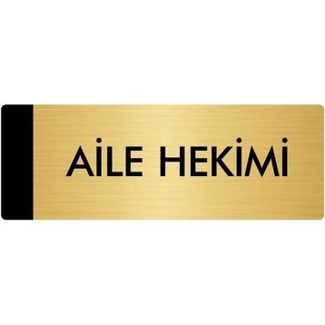 Özarslan Dizayn Departman Kapı İsimliği Aile Hekimi 5x20 cm Altın Renk Metal Yönlendirme Levhası