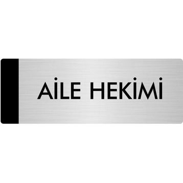 Özarslan Dizayn Departman Kapı İsimliği Aile Hekimi 5x20 cm Gümüş Renk Metal Yönlendirme Levhası