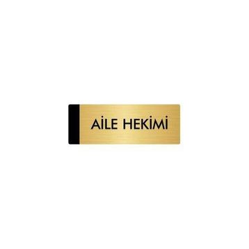 Özarslan Dizayn Departman Kapı İsimliği Aile Hekimi 7x20 cm Altın Renk Metal Yönlendirme Levhası