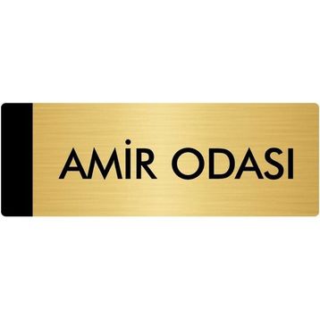 Özarslan Dizayn Departman Kapı İsimliği Amir Odası 10x20 cm Altın Renk Metal Yönlendirme Levhası
