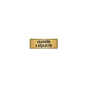 Özarslan Dizayn Departman Kapı İsimliği Asansör 4 Kişiliktir 10x20 cm Altın Renk Metal Yönlendirme Levhası