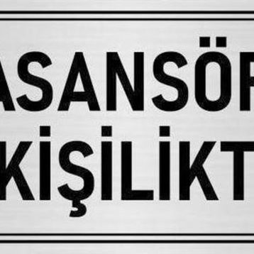 Özarslan Dizayn Departman Kapı İsimliği Asansör 4 Kişiliktir 10x20 cm Gümüş Renk Metal Yönlendirme Levhası