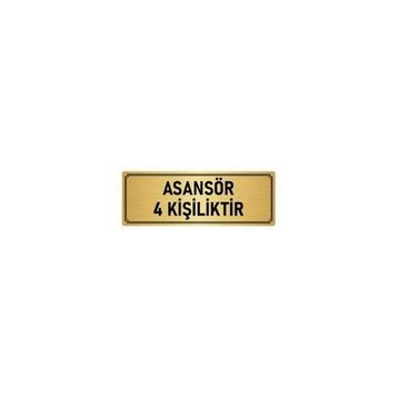 Özarslan Dizayn Departman Kapı İsimliği Asansör 4 Kişiliktir 7x20 cm Altın Renk Metal Yönlendirme Levhası