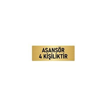 Özarslan Dizayn Departman Kapı İsimliği Asansör 4 Kişiliktir 7x20 cm Altın Renk Metal Yönlendirme Levhası