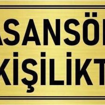 Özarslan Dizayn Departman Kapı İsimliği Asansör 5 Kişiliktir 10x20 cm Altın Renk Metal Yönlendirme Levhası