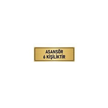 Özarslan Dizayn Departman Kapı İsimliği Asansör 6 Kişiliktir 10x20 cm Altın Renk Metal Yönlendirme Levhası
