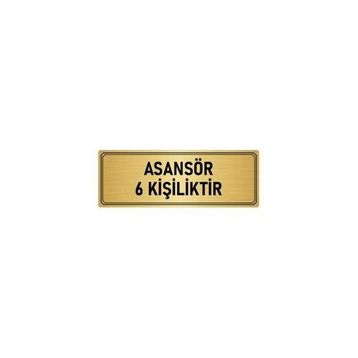 Özarslan Dizayn Departman Kapı İsimliği Asansör 6 Kişiliktir 5x20 cm Altın Renk Metal Yönlendirme Levhası