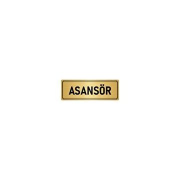 Özarslan Dizayn Departman Kapı İsimliği Asansör 7x20 cm Altın Renk Metal Yönlendirme Levhası