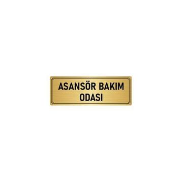 Özarslan Dizayn Departman Kapı İsimliği Asansör Bakım Odası 10x20 cm Altın Renk Metal Yönlendirme Levhası