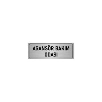 Özarslan Dizayn Departman Kapı İsimliği Asansör Bakım Odası 10x20 cm Gümüş Renk Metal Yönlendirme Levhası