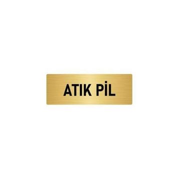 Özarslan Dizayn Departman Kapı İsimliği Atık Pil 5x20 cm Altın Renk Metal Yönlendirme Levhası