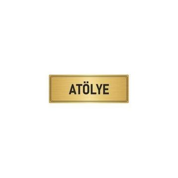 Özarslan Dizayn Departman Kapı İsimliği Atölye 5x20 cm Altın Renk Metal Yönlendirme Levhası