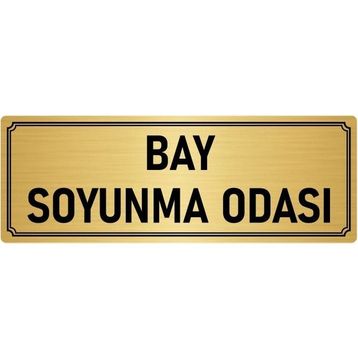 Özarslan Dizayn Departman Kapı İsimliği Bay Soyunma Odası 10x20 cm Altın Renk Metal Yönlendirme Levhası
