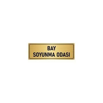 Özarslan Dizayn Departman Kapı İsimliği Bay Soyunma Odası 5x20 cm Altın Renk Metal Yönlendirme Levhası