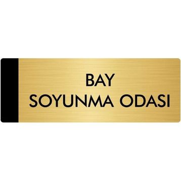 Özarslan Dizayn Departman Kapı İsimliği Bay Soyunma Odası 7x20 cm Altın Renk Metal Yönlendirme Levhası