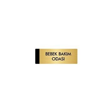 Özarslan Dizayn Departman Kapı İsimliği Bebek Bakım Odası 10x20 cm Altın Renk Metal Yönlendirme Levhası