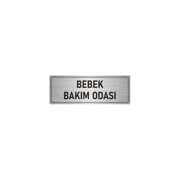 Özarslan Dizayn Departman Kapı İsimliği Bebek Bakım Odası 7x20 cm Gümüş Renk Metal Yönlendirme Levhası