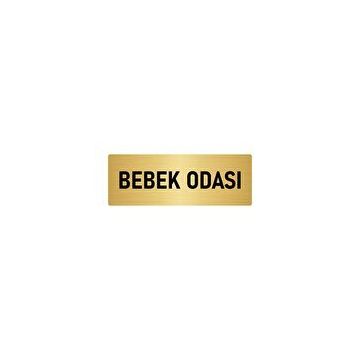 Özarslan Dizayn Departman Kapı İsimliği Bebek Odası 10x20 cm Altın Renk Metal Yönlendirme Levhası