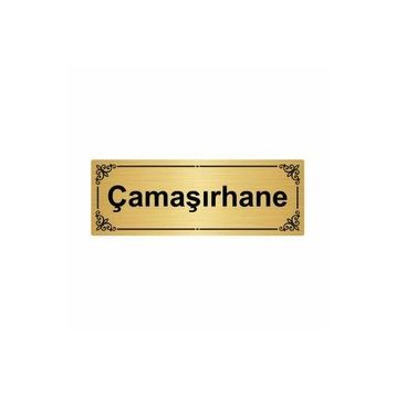 Özarslan Dizayn Departman Kapı İsimliği Çamaşırhane 7x20 cm Altın Renk Metal Yönlendirme Levhası
