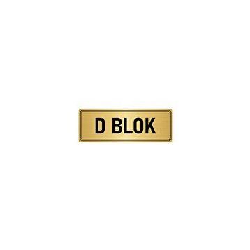 Özarslan Dizayn Departman Kapı İsimliği D Blok 10x20 cm Altın Renk Metal Yönlendirme Levhası