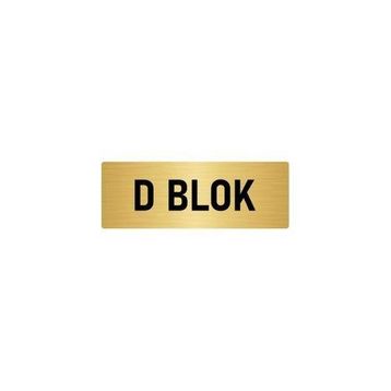 Özarslan Dizayn Departman Kapı İsimliği D Blok 5x20 cm Altın Renk Metal Yönlendirme Levhası