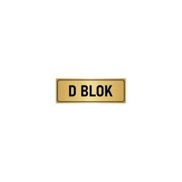 Özarslan Dizayn Departman Kapı İsimliği D Blok 5x20 cm Altın Renk Metal Yönlendirme Levhası