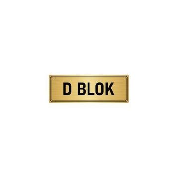 Özarslan Dizayn Departman Kapı İsimliği D Blok 7x20 cm Altın Renk Metal Yönlendirme Levhası
