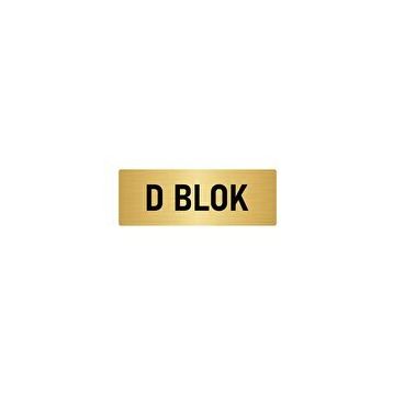 Özarslan Dizayn Departman Kapı İsimliği D Blok 7x20 cm Altın Renk Metal Yönlendirme Levhası