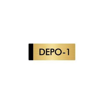 Özarslan Dizayn Departman Kapı İsimliği Depo 7x20 cm Altın Renk Metal Yönlendirme Levhası