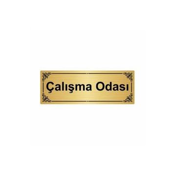 Özarslan Dizayn Departman Kapı İsimliği Ders Çalışma Odası 7x20 cm Altın Renk Metal Yönlendirme Levhası