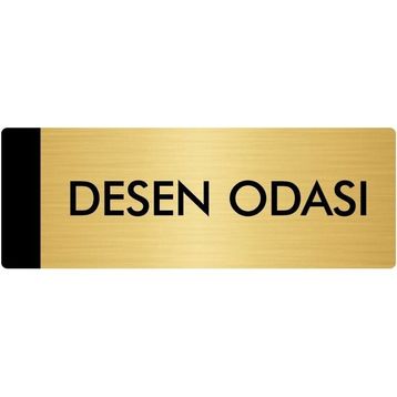 Özarslan Dizayn Departman Kapı İsimliği Desen Odası 10x20 cm Altın Renk Metal Yönlendirme Levhası