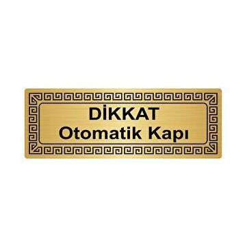 Özarslan Dizayn Departman Kapı İsimliği Dikkat Otomatik Kapı 7x20 cm Gümüş Renk Metal Yönlendirme Levhası