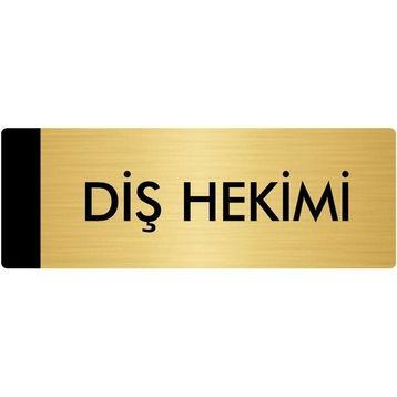 Özarslan Dizayn Departman Kapı İsimliği Diş Hekimi 7x20 cm Altın Renk Metal Yönlendirme Levhası