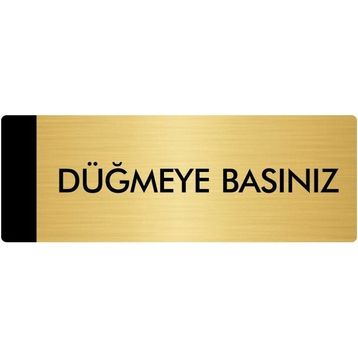 Özarslan Dizayn Departman Kapı İsimliği Düğmeye Basınız 10x20 cm Altın Renk Metal Yönlendirme Levhası