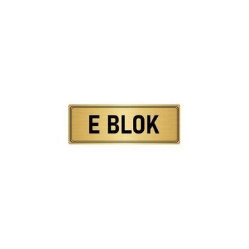 Özarslan Dizayn Departman Kapı İsimliği E Blok 10x20 cm Altın Renk Metal Yönlendirme Levhası