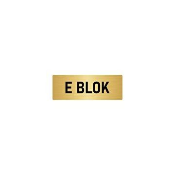 Özarslan Dizayn Departman Kapı İsimliği E Blok 10x20 cm Altın Renk Metal Yönlendirme Levhası
