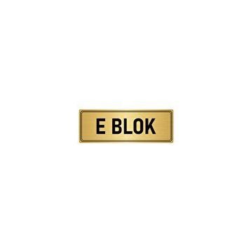 Özarslan Dizayn Departman Kapı İsimliği E Blok 10x20 cm Altın Renk Metal Yönlendirme Levhası