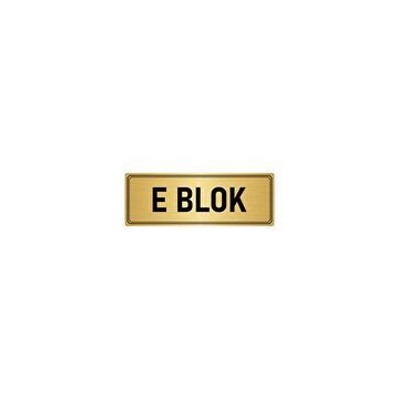 Özarslan Dizayn Departman Kapı İsimliği E Blok 5x20 cm Altın Renk Metal Yönlendirme Levhası