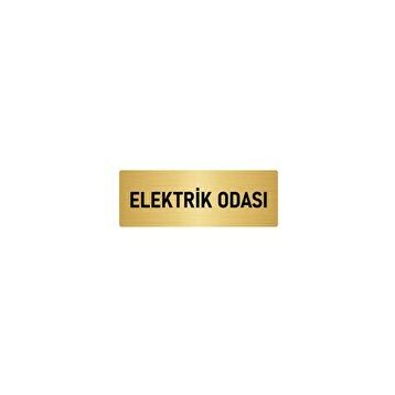 Özarslan Dizayn Departman Kapı İsimliği Elektrik Odası 10x20 cm Altın Renk Metal Yönlendirme Levhası