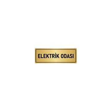 Özarslan Dizayn Departman Kapı İsimliği Elektrik Odası 10x20 cm Altın Renk Metal Yönlendirme Levhası