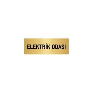 Özarslan Dizayn Departman Kapı İsimliği Elektrik Odası 5x20 cm Altın Renk Metal Yönlendirme Levhası