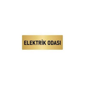 Özarslan Dizayn Departman Kapı İsimliği Elektrik Odası 7x20 cm Altın Renk Metal Yönlendirme Levhası